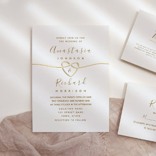 Delicate Gold Calligraphy Wedding Invitation