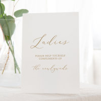 Delicate Gold Calligraphy Wedding Ladies Bathroom