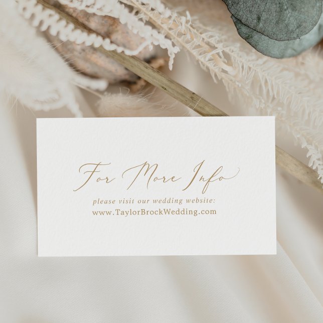 Delicate Gold Calligraphy Wedding Website Enclosure Card (Creator Uploaded)