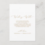Delicate Gold Calligraphy Wishing Well Card<br><div class="desc">This delicate gold calligraphy wishing well card is perfect for a modern wedding. The romantic minimalist design features lovely and elegant champagne golden yellow typography on a white background with a clean and simple look. Personalise this invitation enclosure card with your names,  and a short wishing well poem.</div>