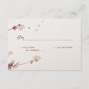 Delicate Gold Cherry Blossom Wedding RSVP Card