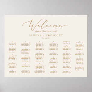 Delicate Gold   Cream HORIZ Alphabetical Seating Poster
