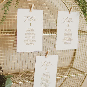 Delicate Gold   Cream Table Number Seating Chart
