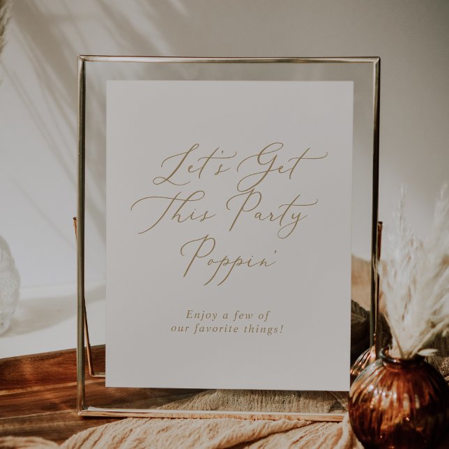 Delicate Gold Cream Wedding Favours Party Poppin' Poster (Creator Uploaded)