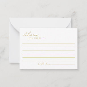 Delicate Gold Elegant Bridal Shower Advice Card