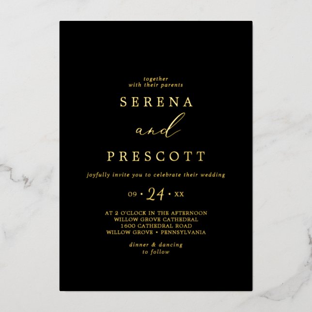Delicate Gold Foil | Black Casual Wedding (Front)