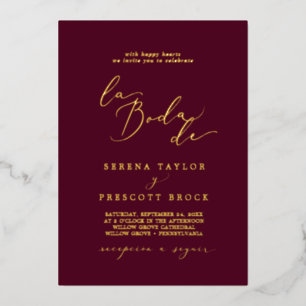 Delicate Gold Foil Burgundy La Boda De Wedding