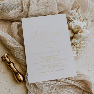 Delicate Gold Foil Calligraphy Rehearsal Dinner