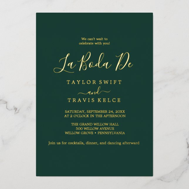 Delicate Gold Foil | Emerald La Boda De Wedding (Front)