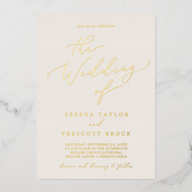 Delicate Gold Foil | Ivory The Wedding Of (Front)