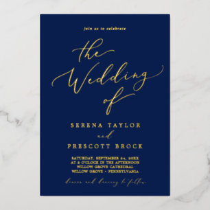Delicate Gold Foil   Navy Blue The Wedding Of