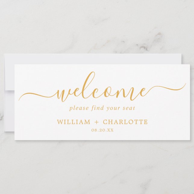 Delicate Gold Hanging Seating Chart Welcome Header (Front)