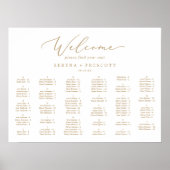 Delicate Gold Horizontal Alphabetical Seating Poster (Front)