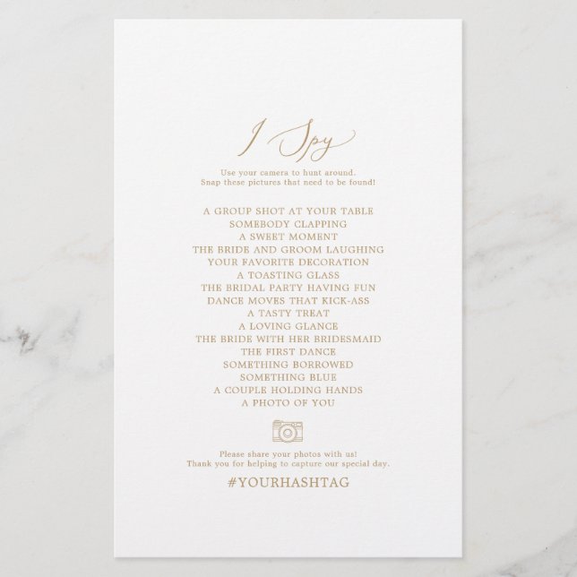 Delicate Gold I Spy Photo Scavenger Hunt Game Flyer (Front)