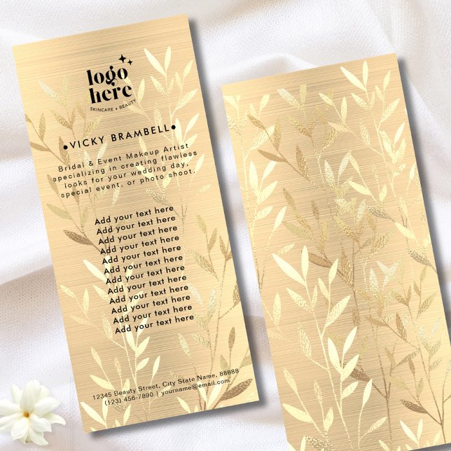 Delicate Gold Leaves Brushed Metal Service Catalog Rack Card (Delicate Gold Leaves Brushed Metal Service Catalog Rack Card)
