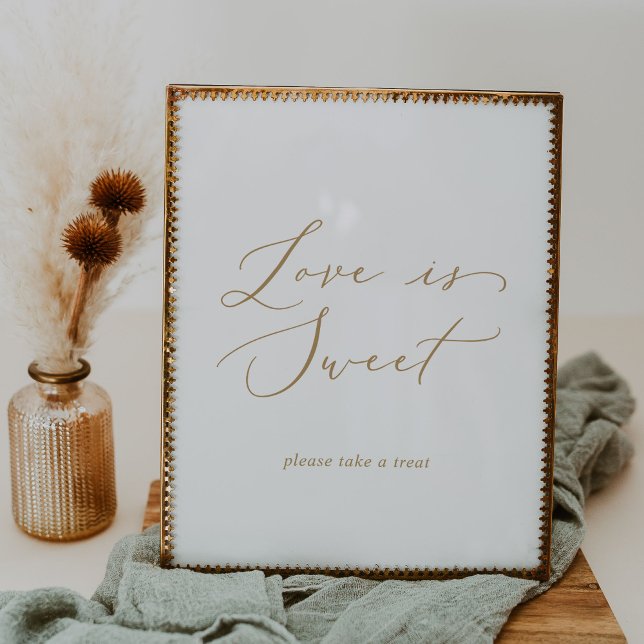 Delicate Gold Love Is Sweet Wedding Sign (Creator Uploaded)