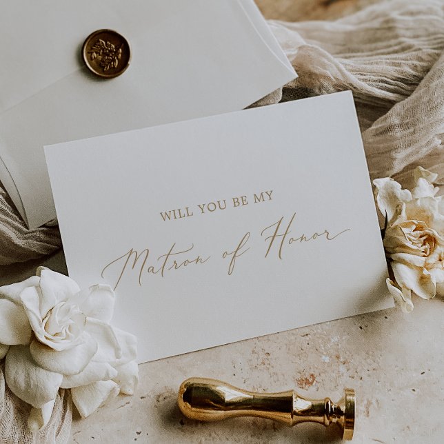 Delicate Gold Matron of Honour Proposal Card (Creator Uploaded)