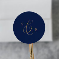 Delicate Gold Navy Monogram Wedding Envelope Seals