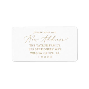 Delicate Gold Please Note Our New Address Label