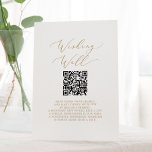 Delicate Gold QR Code Wedding Wishing Well Pedestal Sign<br><div class="desc">This delicate gold QR code wedding wishing well pedestal sign is perfect for a modern wedding. The romantic minimalist design features lovely and elegant champagne golden yellow typography on a white background with a clean and simple look.</div>
