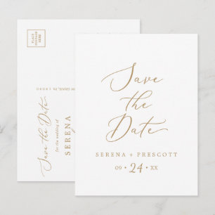 Delicate Gold Save the Date Announcement Postcard