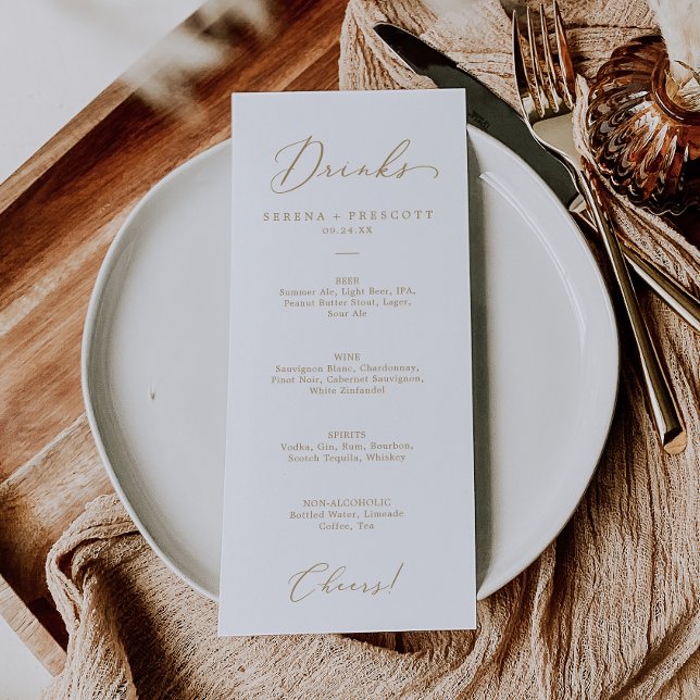 Delicate Gold Wedding Bar Drinks Menu (Creator Uploaded)