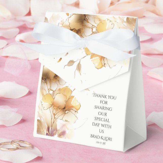 Delicate Golden Floral Favour Box (Wedding)