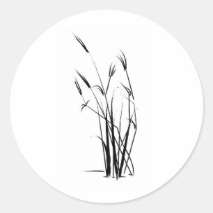 Delicate Grass Accent Classic Round Sticker