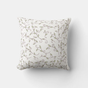 Delicate Green and Brown Swirling Vine Botanical P Cushion