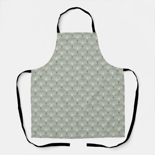 Delicate green and grey, art deco.  apron (Front)