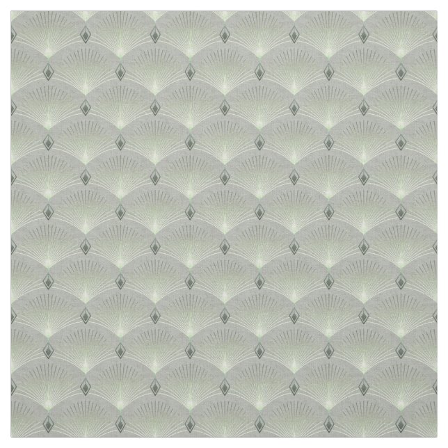 Delicate green and grey, art deco. fabric (Swatch)