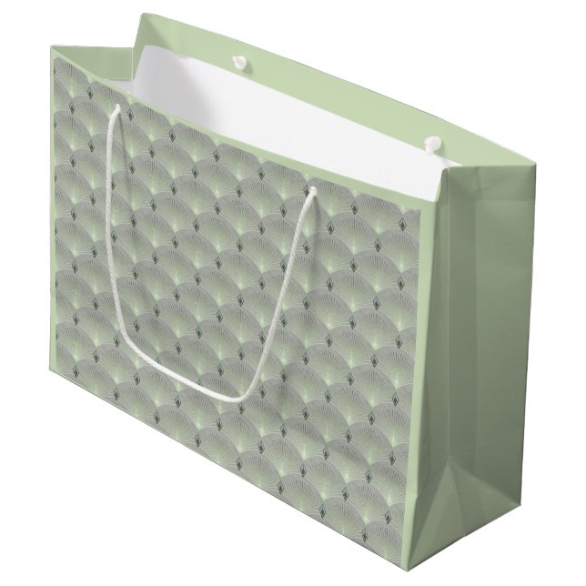Delicate green and grey, art deco. large gift bag (Front Angled)