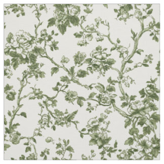 Delicate Green Floral Toile Fabric