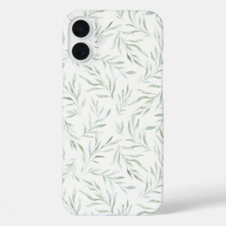 Delicate green foliage grey green iPhone 16 plus case