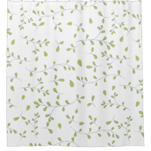 Delicate Green Leaf Vine Seamless Pattern Shower Curtain