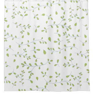 Delicate Green Leaf Vine Seamless Pattern Shower Curtain