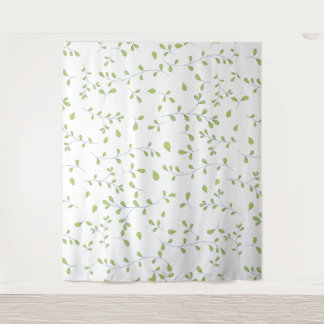 Delicate Green Leaf Vine Seamless Pattern Tapestry