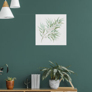 Delicate Green Olive Branch Botanical Nature Wall Poster