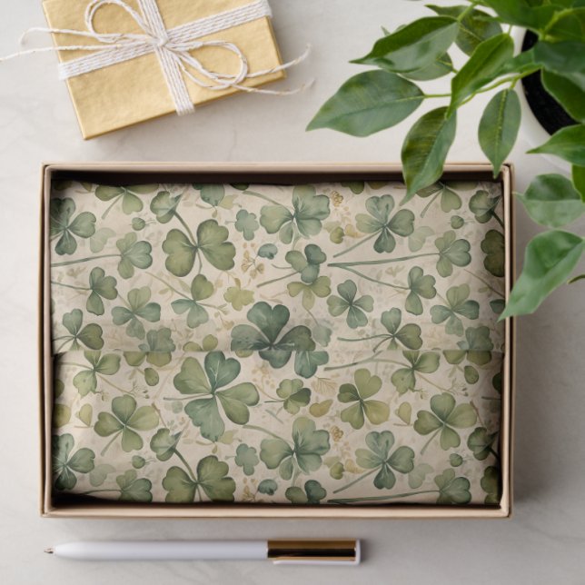 Delicate Green Shamrocks Seamless Tissue Paper (Gift)