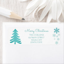 Delicate green tree and snowflakes Christmas