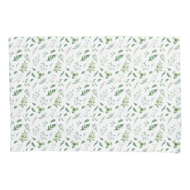 Delicate Green Wild Herbal Pillowcase (Front)