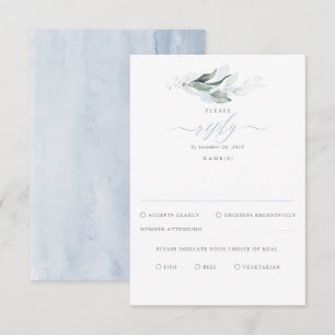 Delicate Greenery and Dusty Blue Wedding RSVP