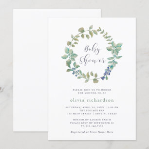 Delicate Greenery   Baby Shower Invitation