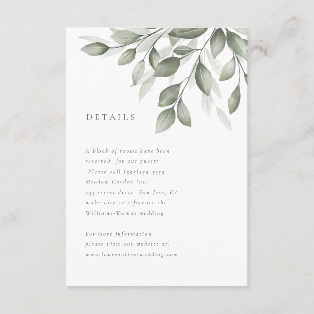 Delicate Greenery Details Card (Front)