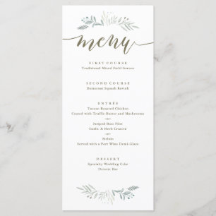 Delicate Greenery Wedding Menu
