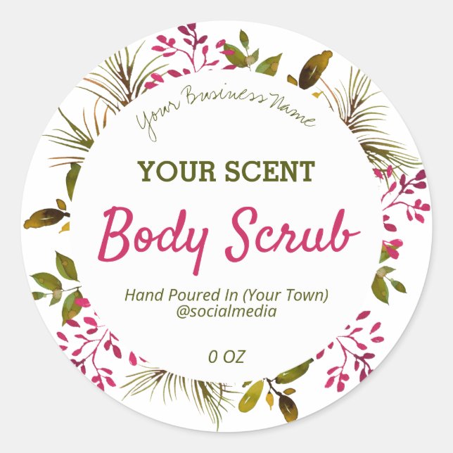 Delicate Greenery White Product Labels (Front)