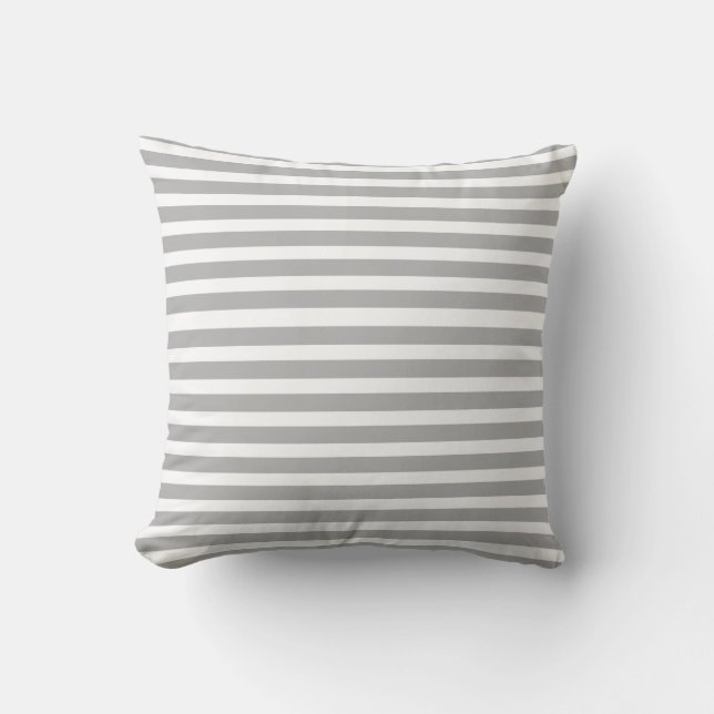 Delicate Grey and White Stripes Cushion (Front)