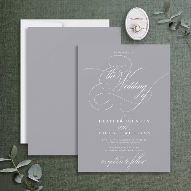 Delicate Grey Modern Calligraphy Classic Invitation (Creator Uploaded)