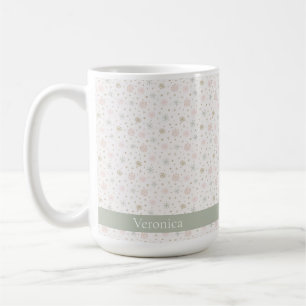 Delicate Grey Snowflake Pattern Christmas Name Coffee Mug
