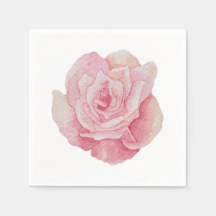 Delicate Hand Drawn Light Pink Rose Napkin